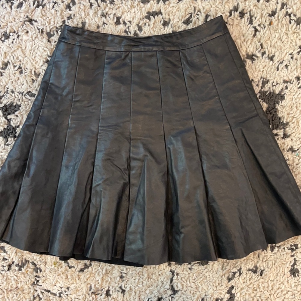 Black A line leather skirt